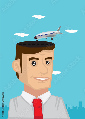 Man with Travel Dream Vector Cartoon Illustration