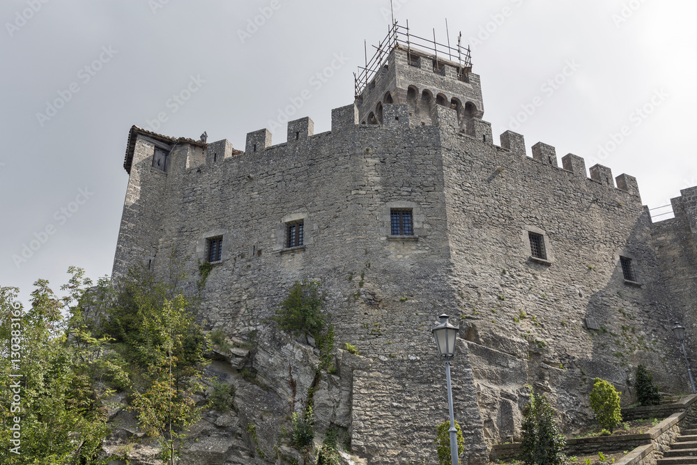 Cesta tower closeup, one of three fortress in San Marino.