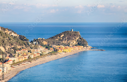 Aereal view of Varigotti Beach, Savona, Liguria, Italy