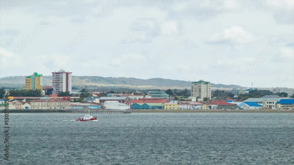 Punta Arenas Chile City Buildings near Ocean Bay Waterfront on a Cloudy Day in South America Punta Arenas Chile City Buildings near Ocean Bay Waterfront on a Cloudy Day in South America