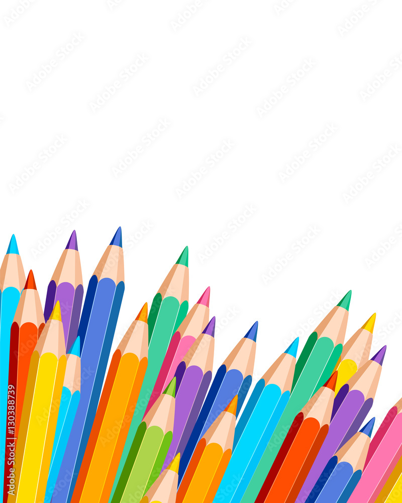 White background with colored pencils White background with colored pencils