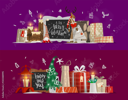 Christmas and New Year horizontal banner