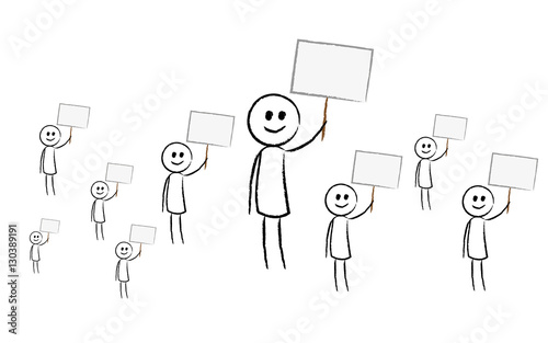 Viele Personen mit leeren Schildern