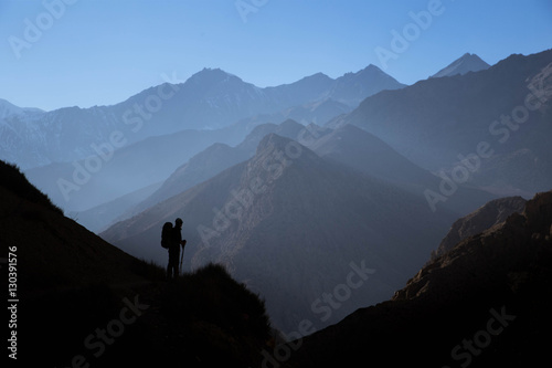Silhouette of the girls in the mountains © maksym