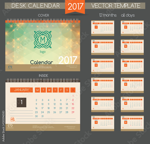 Design Desk Calendar 2017. Vector illustration