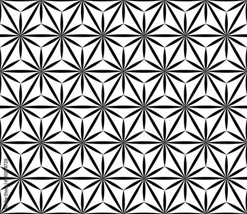 Seamless geometric hemp-leaf pattern. Japan style. Vector background.（和風背景、麻の葉模様）