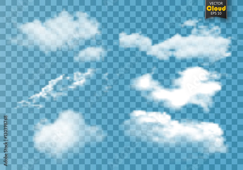 Fog or smoke isolated transparent special effect. White vector cloudiness, mist or smog background. Vector illustration