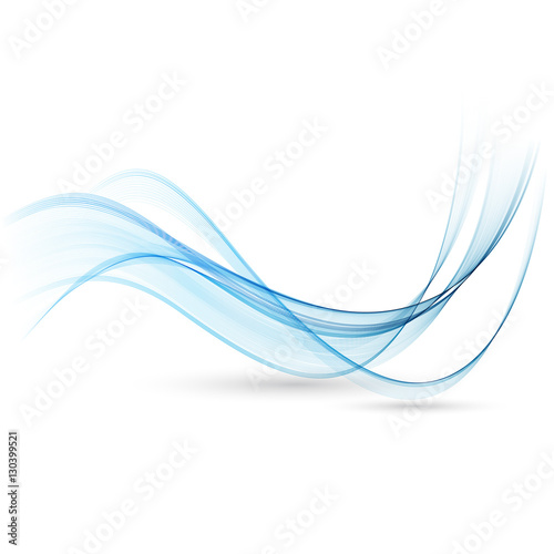 Abstract vector background, blue transparent waved lines