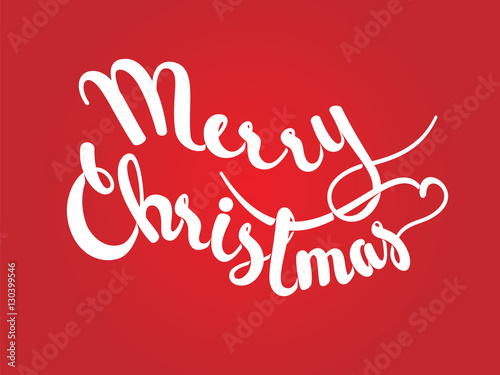 Merry Christmas Lettering On Red Background