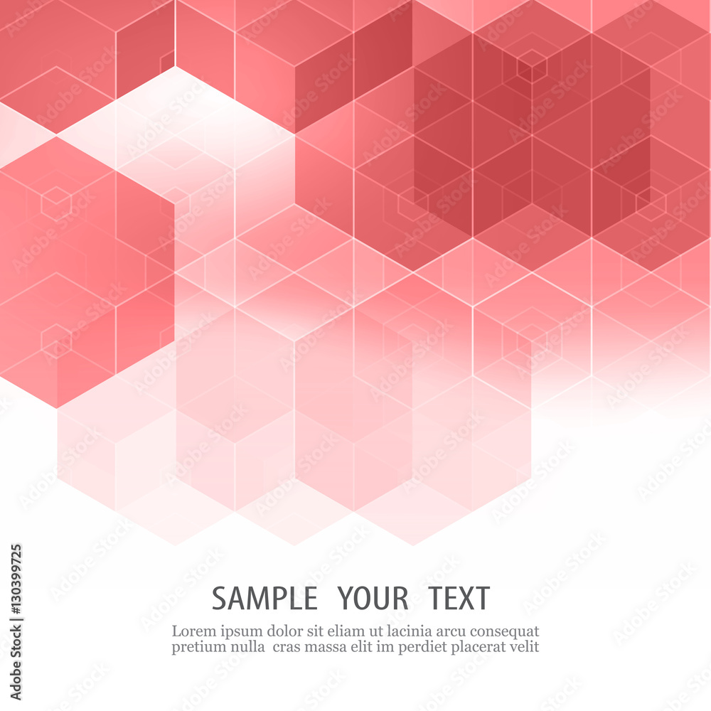 Fototapeta premium Vector abstract pink flyer design with geometric hexagonal background Design element