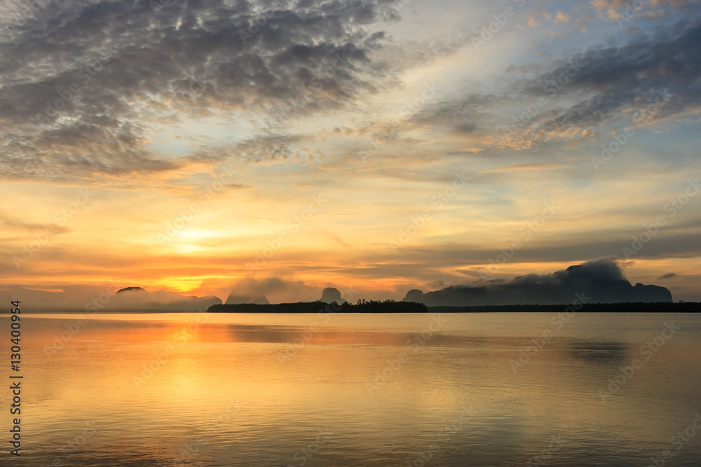 Sunrise at Baan Sam Chong Tai, Phang Nga,Thailand.