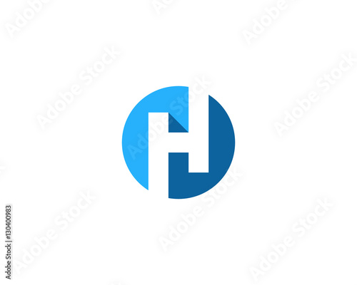 Letter H Circle Shadow Logo Design Element