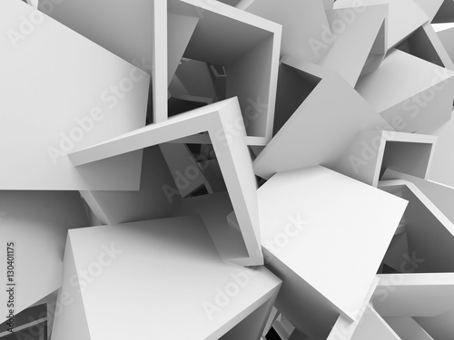 Abstract White Cubes Wall Background.