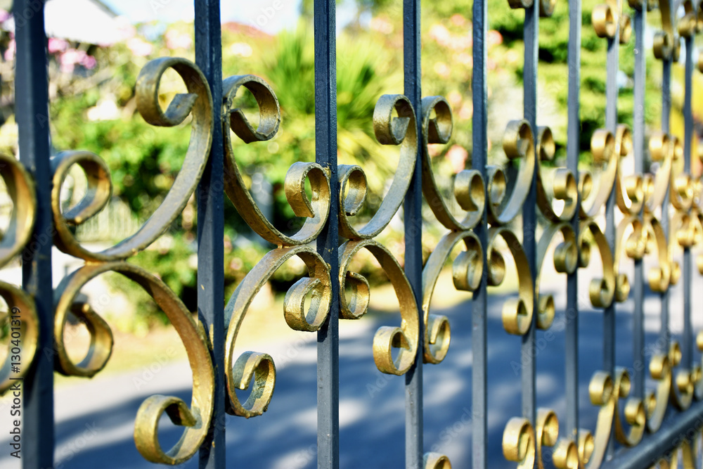 Metal Forged Fence Stock Photo
