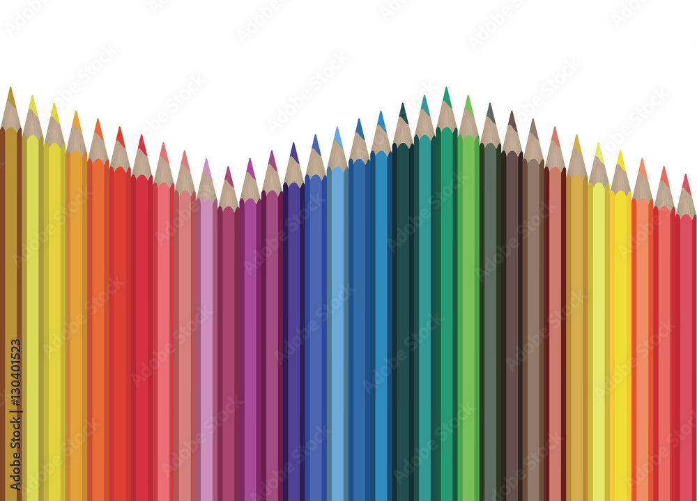 Colour pencils isolated on white background close up. Vector illustration Colour pencils isolated on white background close up. Vector illustration
