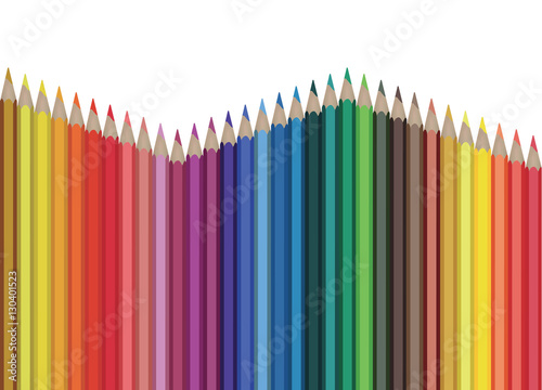 Colour pencils isolated on white background close up. Vector illustration