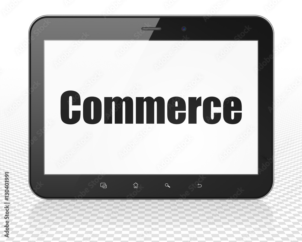 Finance concept: Tablet Pc Computer with Commerce on display Finance concept: Tablet Pc Computer with Commerce on display