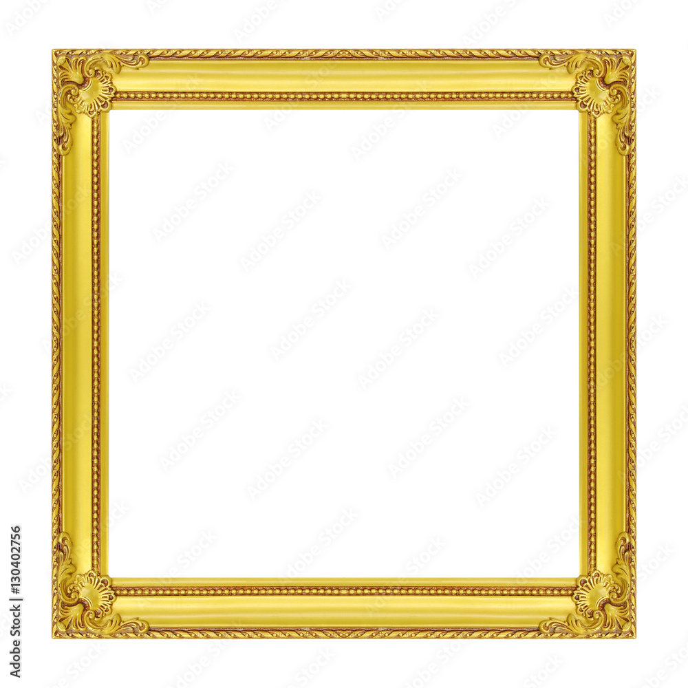 The antique gold frame isolated on white background The antique gold frame isolated on white background