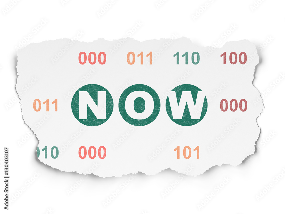 Timeline concept: Now on Torn Paper background Timeline concept: Now on Torn Paper background