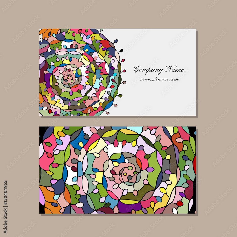 Business card design, floral mandala