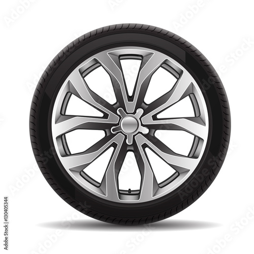Car tire radial wheel metal alloy on isolated background vector illustration. photo