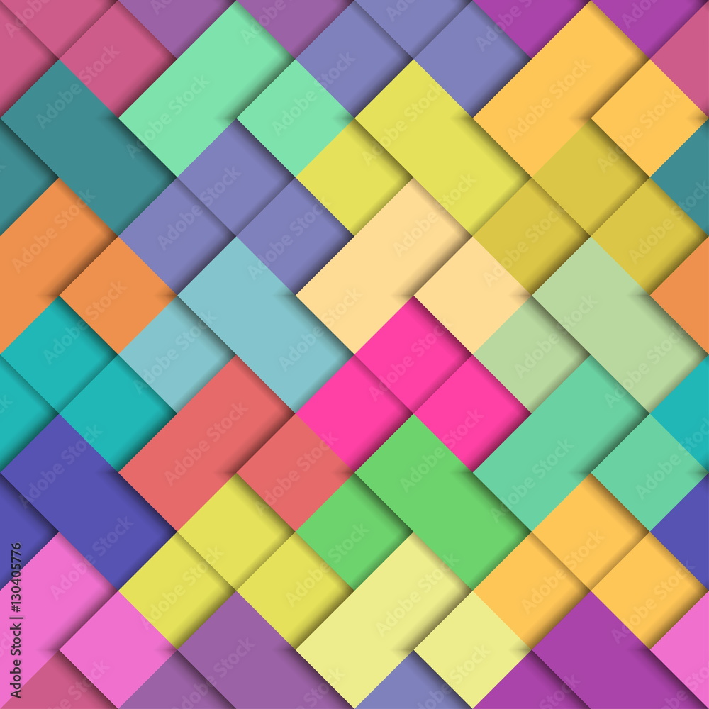 Seamless vector colorful bright pattern. Paper squares of different colors lying on each other. Corporate background, wallpaper.