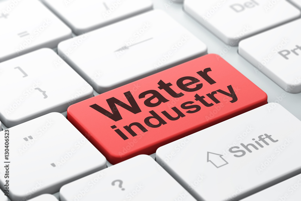 Manufacuring concept: Water Industry on computer keyboard background