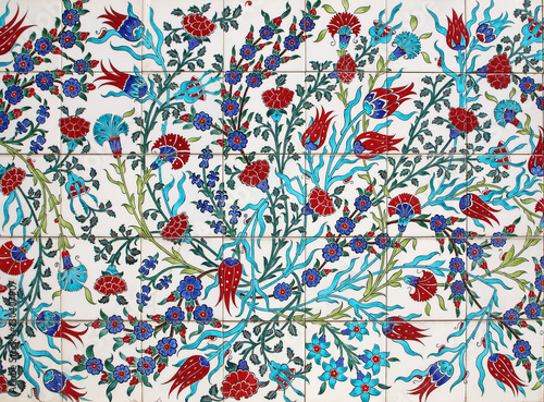Turkish artistic wall tile - floral pattern photo