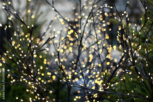 Christmas lights, selective focus, beautiful bokeh. 