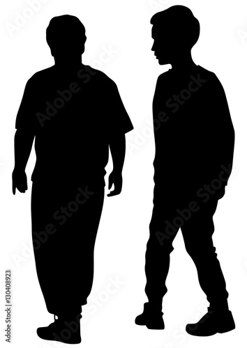 Silhouettes of a little girl and boy on a white background