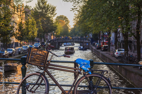 Wallpaper Mural Vintage bicycle in dutch canal cityscape, The Netherlands Torontodigital.ca