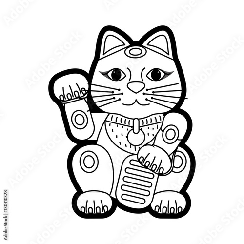 maneki neko lucky cat icon vector illustration graphic design