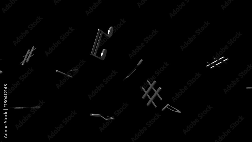 Black Musical Notes On Black Background.
Loop able 3DCG render Animation. Black Musical Notes On Black Background.
Loop able 3DCG render Animation.
