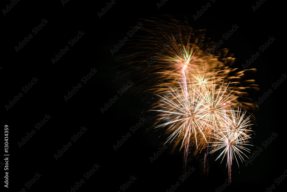 Fireworks light up the sky and copy space, abstract celebration background