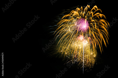 Fireworks light up the sky and copy space  abstract celebration background