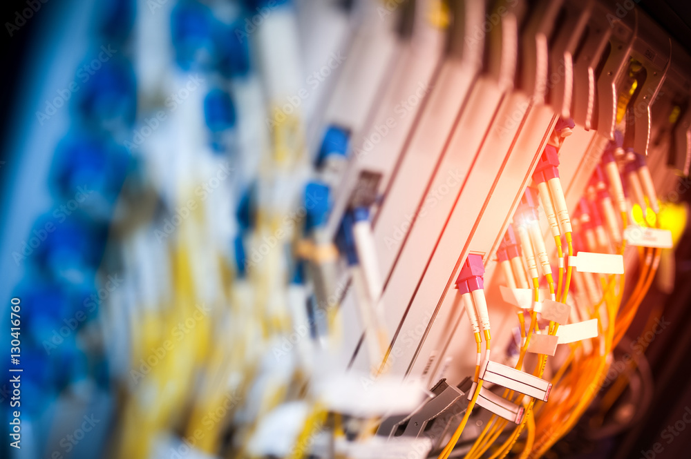 fiber optic with servers in a technology data center fiber optic with servers in a technology data center