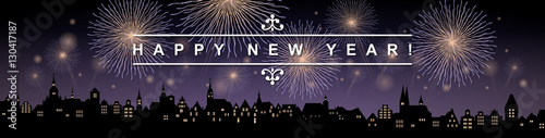 Historische Stadtkulisse mit Silvester-Feuerwerk – HAPPY NEW YEAR!
