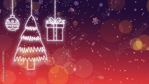Glowing christmas decoration looping animation background
