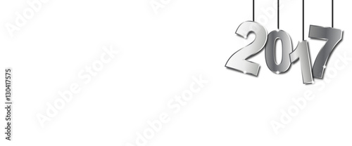 Silvester 2017 - Banner mit Glückskäfer (Weiß/ Silber)