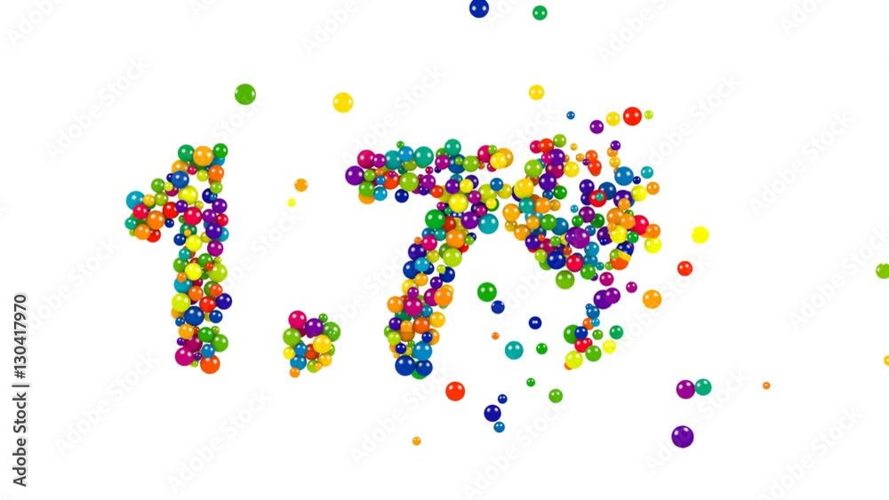 Colorful candy sweets in shape of 1.7 percent on white background Colorful candy sweets in shape of 1.7 percent on white background