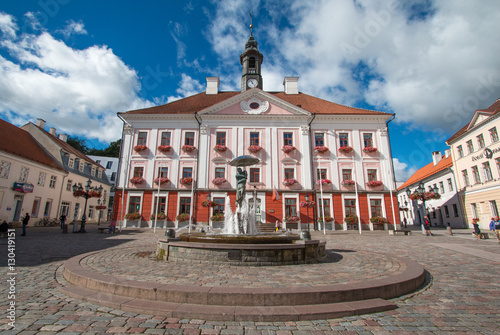 View of the old town hall in Tartu Raekoja Plats, Estonia. photo