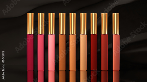Vials lip gloss on a black background