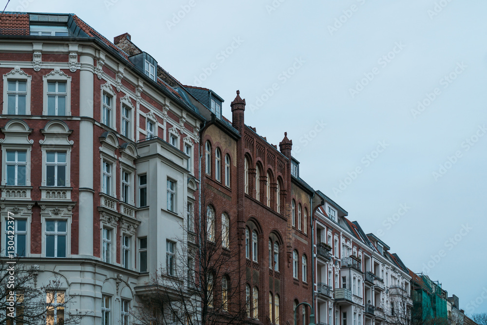 historical and beautiful row houses in a street