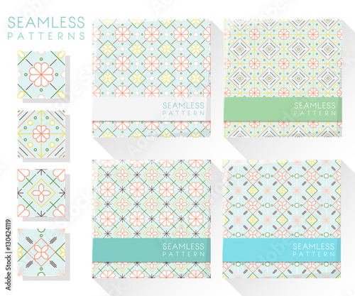 Set of colorful seamless patterns , vector , illustration