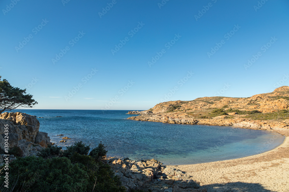 Deserted beach on coast of Desert des Agriates in Corsica