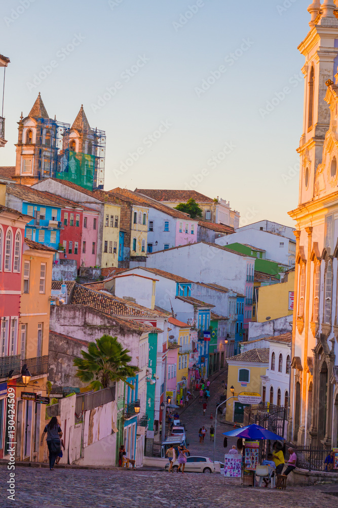 Fototapeta premium SALVADOR, BAHIA - JUNE 22: Sunset view from Pelourinho district of Salvador de Bahia, Brazil on June 22, 2016