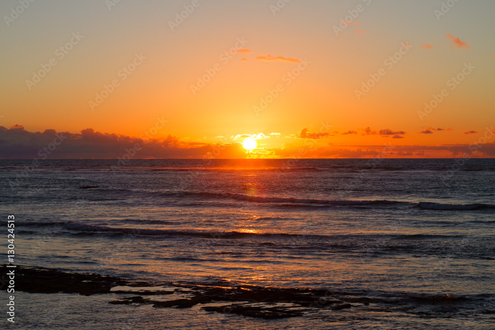 Sunrise on the ocean beach in Praia do Forte, Bahia, Brazil