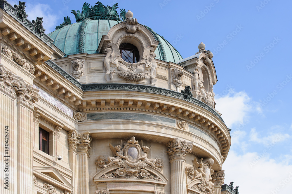 Detail of the facade and roof of the Paris National Opera (present name - The National Academy of Music and Dance), built in 1875.