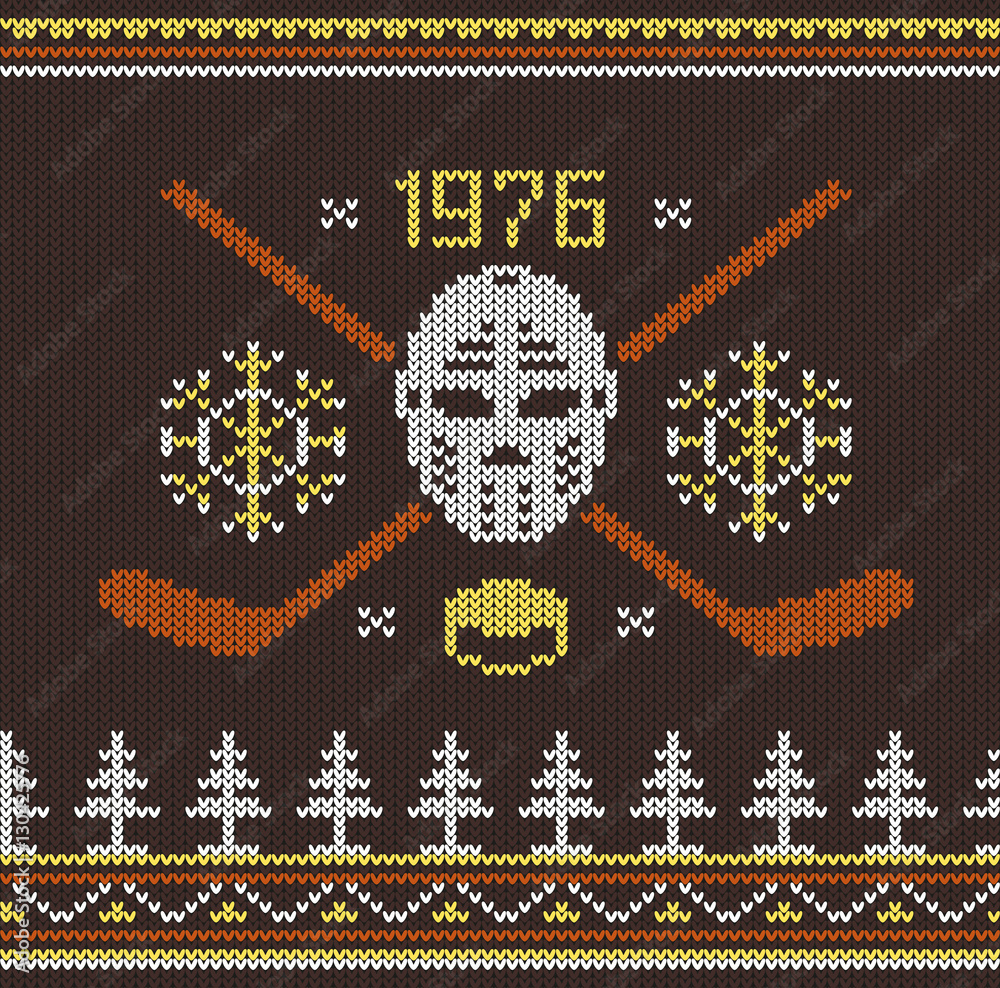 Fototapeta premium Knitted hockey logo