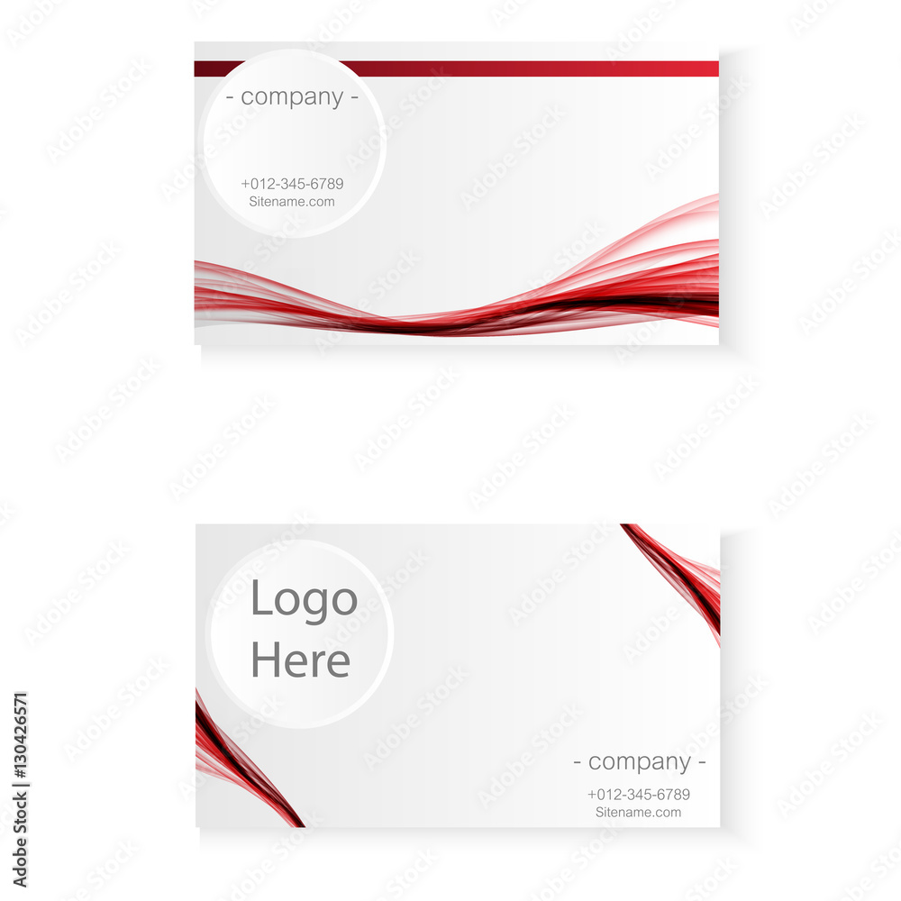 Naklejka premium abstract red color wave business card